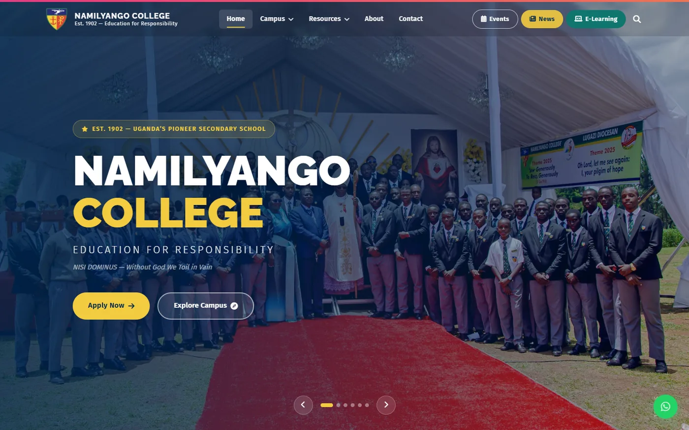 Namilyango College home page